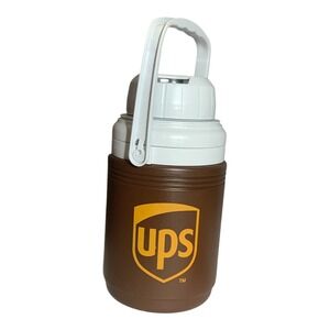 Vintage Coleman Brown UPS Thermos Water Cooler Jug Container w/ Handle USA